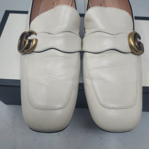Gucci Marmont GG White Leather Womens Loafer - Picture 6 of 16